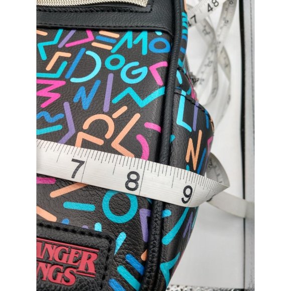 Stranger Things Mini Backpack With Retro 80s Neon Geometric Print & Adjustable S - Picture 6 of 8